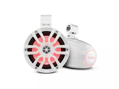 DS18 NXL 8-Inch Marine and Powersports Tower Speakers with LED RGB Lights; White (Universal; Some Adaptation May Be Required)