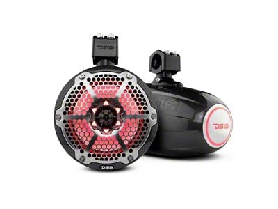 DS18 NXL 8-Inch Marine and Powersports Tower Speakers with LED RGB Lights; Carbon Fiber (Universal; Some Adaptation May Be Required)