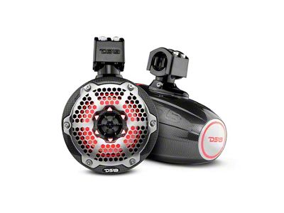 DS18 NXL 6.50-Inch Marine and Powersports Tower Speakers with LED RGB Lights; Carbon Fiber (Universal; Some Adaptation May Be Required)