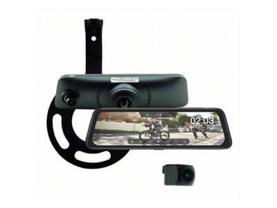 Full Screen Rear View Mirror Replacement Monitor with DVR and Backup Camera Kit (07-25 Jeep Wrangler JK & JL)