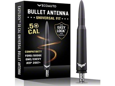 EcoAuto Easylock Bullet Antenna; Matte Black (21-24 Bronco)