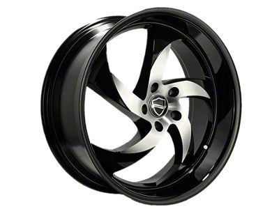 Elegance Luxury Danger Gloss Black Machine Center with Gloss Black Lip 6-Lug Wheel; 22x9.5; 24mm Offset (10-24 4Runner)