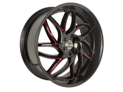 Elegance Luxury Magic Gloss Black with Candy Red Milled 6-Lug Wheel; 22x9.5; 24mm Offset (16-23 Tacoma)