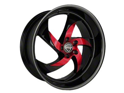 Elegance Luxury Danger Gloss Black with Candy Red Center 6-Lug Wheel; 22x9.5; 24mm Offset (22-24 Tundra)