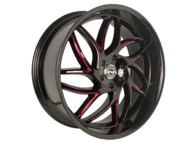 Elegance Luxury Magic Gloss Black with Candy Red Milled 6-Lug Wheel; 22x9.5; 24mm Offset (22-24 Tundra)