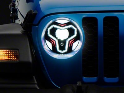 Empire Offroad LED 9-Inch Trident Series LED Headlights; Black Housing; Clear Lens (20-25 Jeep Gladiator JT)