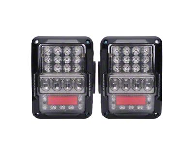 Empire Offroad LED Are You Afraid of the Dark LED Tail Lights; Black Housing; Clear Lens (07-18 Jeep Wrangler JK)