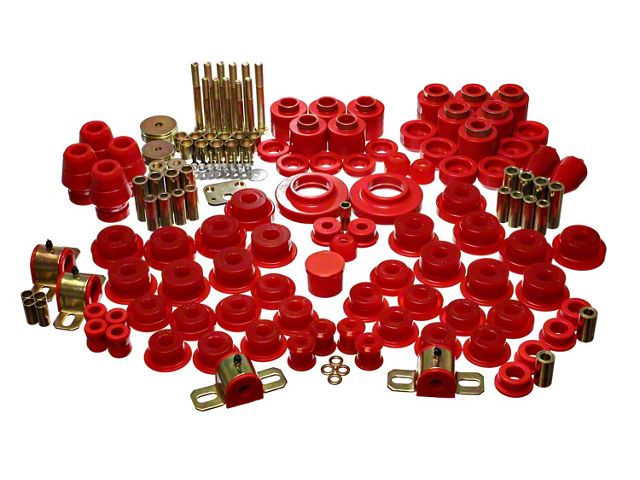 1-Inch Body Lift Kit with Hyper-Flex System Complete Bushing Kit; Red (97-06 Jeep Wrangler TJ)