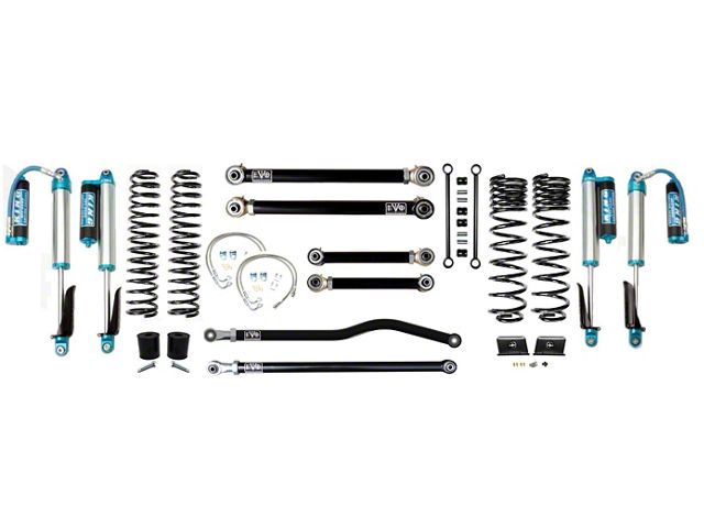 EVO Manufacturing 2.50-Inch Enforcer Stage 3 Suspension Lift Kit with King 2.5 Compression Adjuster Shocks, Front and Rear Track Bars (20-24 3.6L Jeep Gladiator JT)