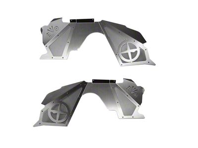 EVO Manufacturing Front Vented Inner Fenders for Coil-Overs; Bare Aluminum (07-18 Jeep Wrangler JK)