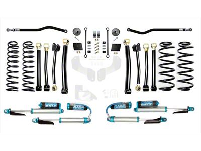 EVO Manufacturing 2.50-Inch Enforcer Stage 4 Suspension Lift Kit with King 2.5 Blue Shocks, Front and Rear Track Bars (18-24 2.0L or 3.6L Jeep Wrangler JL, Excluding 4xe)