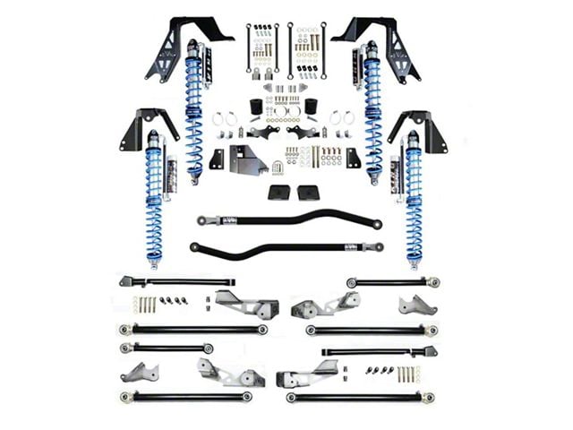 EVO Manufacturing 3 to 5-Inch Enforcer PRO High Clearance Long Arm Suspension Lift Kit with King Compression Adjuster Coil-Overs and Front and Rear Track Bars (18-24 2.0L or 3.6L Jeep Wrangler JL 4-Door, Excluding 4xe)