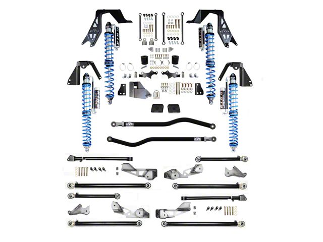 EVO Manufacturing 3 to 5-Inch Enforcer PRO High Clearance Long Arm Suspension Lift Kit with King Coil-Overs and Front and Rear Track Bars (18-24 2.0L or 3.6L Jeep Wrangler JL 4-Door, Excluding 4xe)