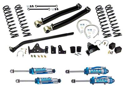 EVO Manufacturing 3-Inch Enforcer Stage 1 Suspension Lift Kit with Draglink Flip Kit and King 2.5 Reservoir Shocks (07-18 Jeep Wrangler JK)