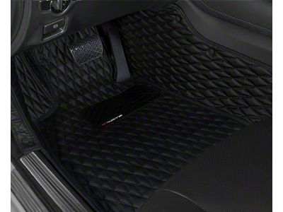 Single Layer Diamond Front and Rear Floor Mats; Black and Black Stitching (21-24 Bronco 2-Door)