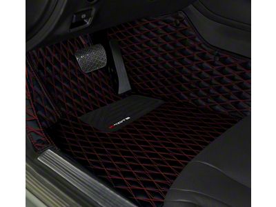 Single Layer Diamond Front and Rear Floor Mats; Black and Red Stitching (21-24 Bronco 2-Door)