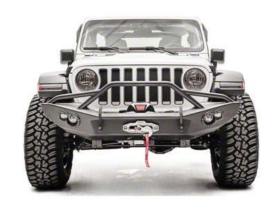 Fab Fours Lifestyle Winch Front Bumper with Pre-Runner Guard; Bare Steel (20-25 Jeep Gladiator JT)