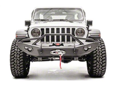 Fab Fours Lifestyle Winch Front Bumper with Pre-Runner Guard; Matte Black (20-25 Jeep Gladiator JT)