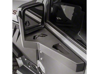 Fab Fours Door Skin Mirror Guards; Matte Black (07-18 Jeep Wrangler JK)