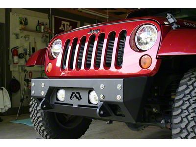 Fab Fours Full Metal Jacket Stubby Winch Bumper; Bare Steel (07-18 Jeep Wrangler JK)