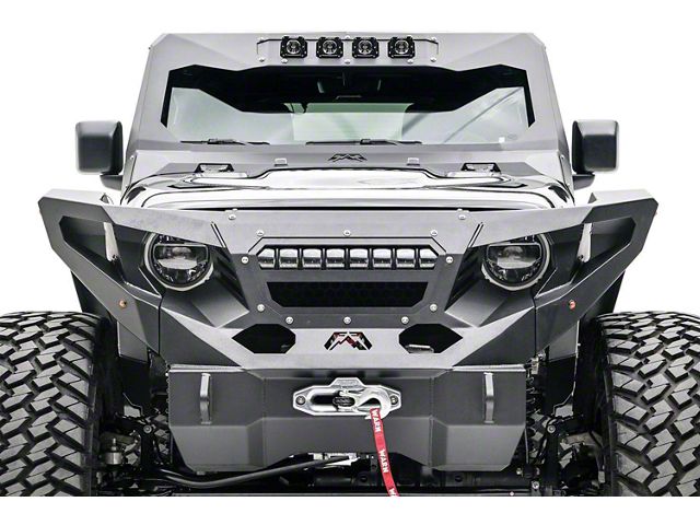 Fab Fours Grumper 20-Inch LED Light Bar Mount; Matte Black (18-24 Jeep Wrangler JL)