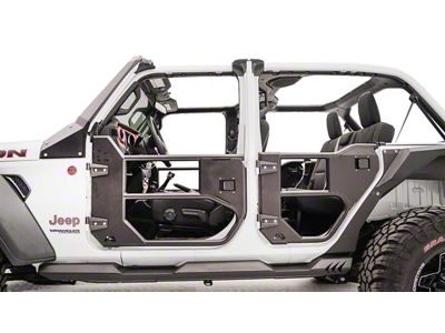 Fab Fours Half Front Tube Doors; Matte Black (18-25 Jeep Wrangler JL)