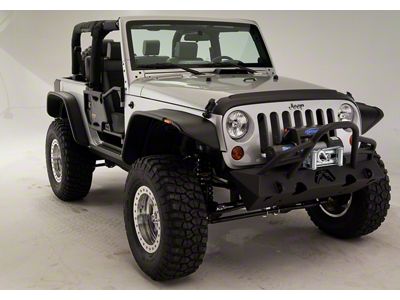 Fab Fours Hardcore Stubby Winch Front Bumper; Matte Black (07-18 Jeep Wrangler JK)