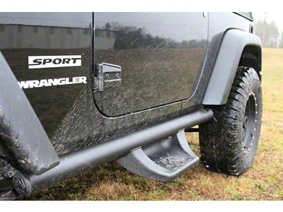 Fab Fours Side Step Bars; Black (07-18 Jeep Wrangler JK 2-Door)