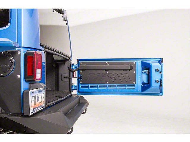 Fab Fours Tailgate Door Plate; Matte Black (07-18 Jeep Wrangler JK)