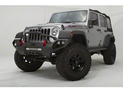 Fab Fours Vengeance Front Bumper with Pre-Runner Guard; Bare Steel (07-18 Jeep Wrangler JK)