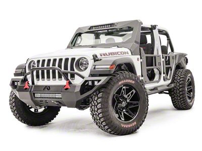 Fab Fours Vengeance Front Bumper with Pre-Runner Guard; Bare Steel (18-24 Jeep Wrangler JL)