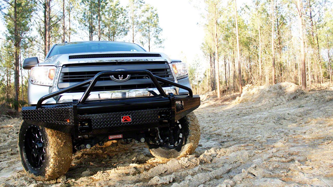 Fab Fours Tundra Black Steel Front Bumper With Pre-Runner Guard; Gloss ...