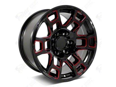 Factory Style Wheels 2021 4TR Pro Style Gloss Black Red Milled 6-Lug Wheel; 22x9; -10mm Offset (05-15 Tacoma)