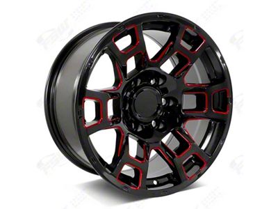 Factory Style Wheels 2021 4TR Pro Style Gloss Black Red Milled 6-Lug Wheel; 22x9; 0mm Offset (10-24 4Runner)