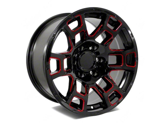 Factory Style Wheels 2021 Flow Forged 4TR Pro Style Gloss Black Red Milled 6-Lug Wheel; 17x8.5; 0mm Offset (2024 Tacoma)