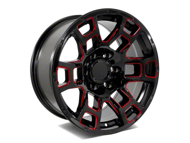 Factory Style Wheels 2021 Flow Forged 4TR Pro Style Gloss Black Red Milled 6-Lug Wheel; 20x9; 0mm Offset (2024 Tacoma)