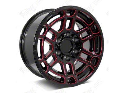 Factory Style Wheels 2022 Tac Pro Style Gloss Black Red Milled 6-Lug Wheel; 20x9; -12mm Offset (10-24 4Runner)