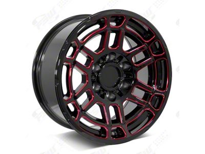 Factory Style Wheels 2022 Tac Pro Style Gloss Black Red Milled 6-Lug Wheel; 20x9; 0mm Offset (03-09 4Runner)