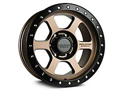 Falcon Wheels T1 Series Matte Bronze with Matte Black Ring 6-Lug Wheel; 17x9; -12mm Offset (2024 Tacoma)