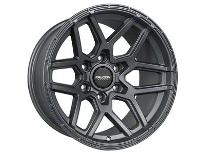 Falcon Wheels T9 Atlas Series Full Matte Gunmetal 6-Lug Wheel; 17x9; -25mm Offset (21-24 Bronco, Excluding Raptor)