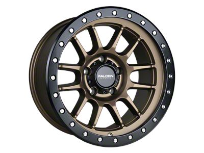 Falcon Wheels T7 Series Matte Bronze with Matte Black Ring Wheel; 17x9; -12mm Offset (20-24 Jeep Gladiator JT)