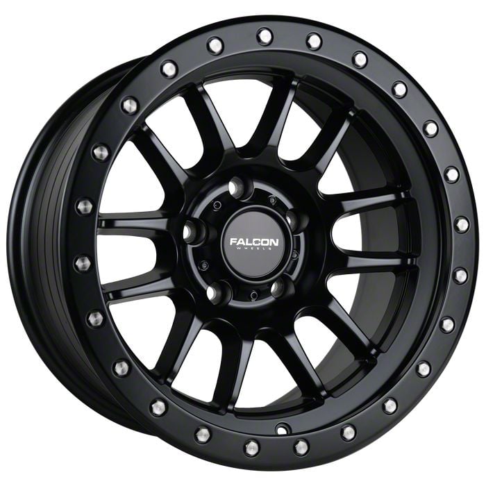 Falcon Wheels Jeep Wrangler T7 Series Full Matte Black Wheel; 17x9 ...