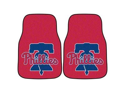 Carpet Front Floor Mats with Philadelphia Phillies Logo; Red (Universal; Some Adaptation May Be Required)