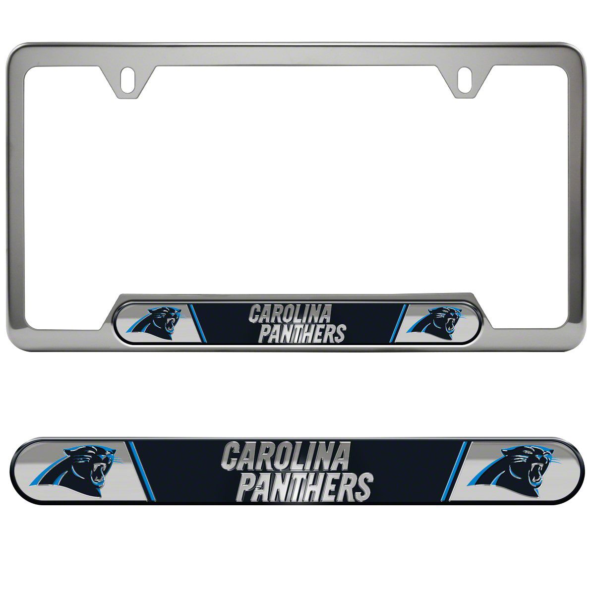 Bronco Embossed License Plate Frame with Carolina Panthers Logo; Black ...