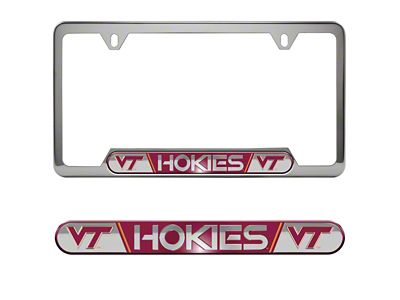 Embossed License Plate Frame with Virginia Tech Logo; Red (Universal; Some Adaptation May Be Required)