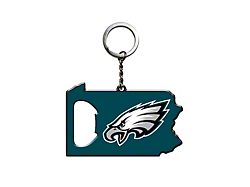 Keychain Bottle Opener with Philadelphia Eagles Logo; Green