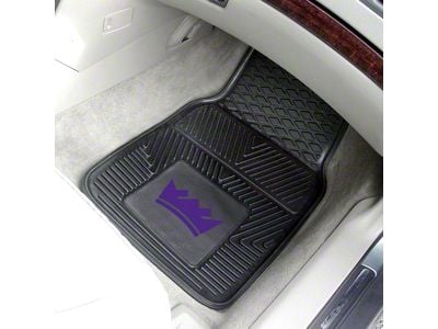 Vinyl Front Floor Mats with Sacramento Kings Logo; Black (Universal; Some Adaptation May Be Required)