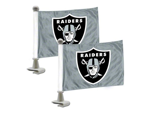 Ambassador Flags with Las Vegas Raiders Logo; Light Gray (Universal; Some Adaptation May Be Required)