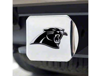 Hitch Cover with Carolina Panthers Logo; Chrome (Universal; Some Adaptation May Be Required)