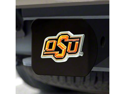 Hitch Cover with Oklahoma State University Logo; Orange (Universal; Some Adaptation May Be Required)